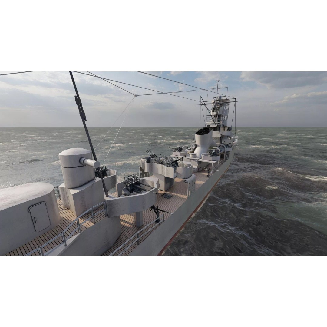 Kagero Class Warship 3D Model – Detailed Naval Vessel for Archviz - View 18