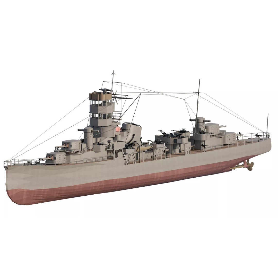 Kagero Class Warship 3D Model – Detailed Naval Vessel for Archviz - View 2
