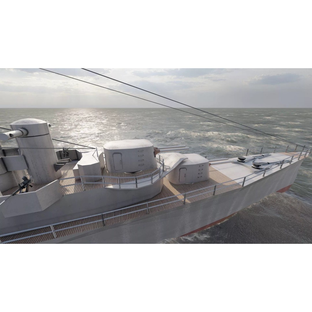 Kagero Class Warship 3D Model – Detailed Naval Vessel for Archviz - View 21