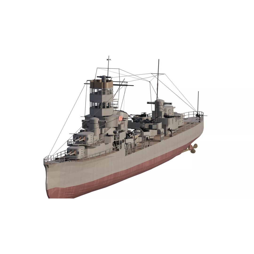 Kagero Class Warship 3D Model – Detailed Naval Vessel for Archviz - View 3