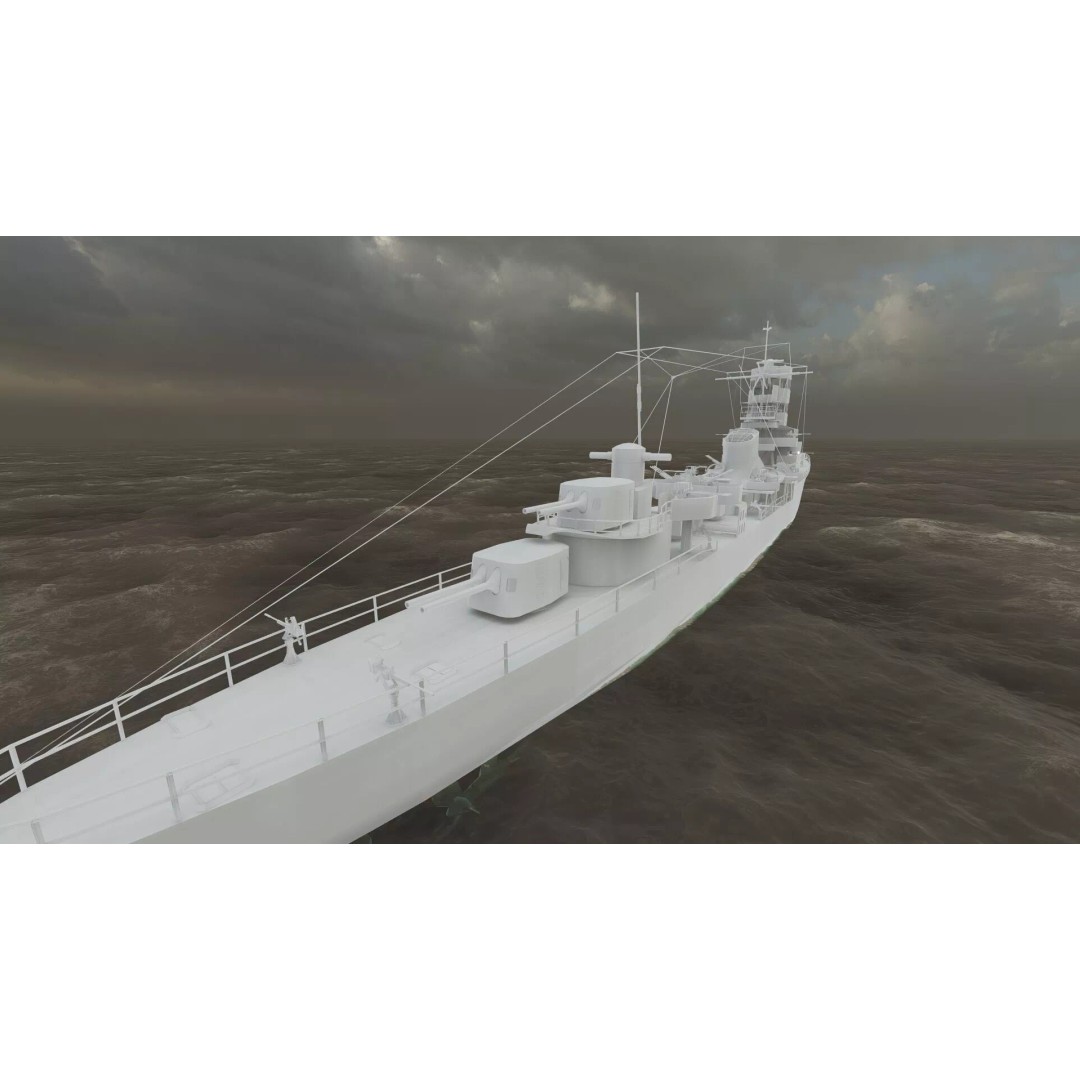 Kagero Class Warship 3D Model – Detailed Naval Vessel for Archviz - View 40