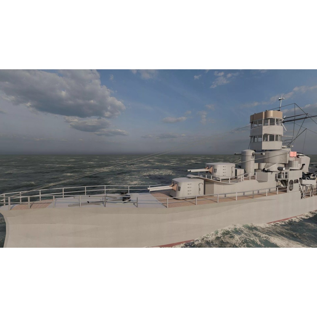 Kagero Class Warship 3D Model – Detailed Naval Vessel for Archviz - View 9
