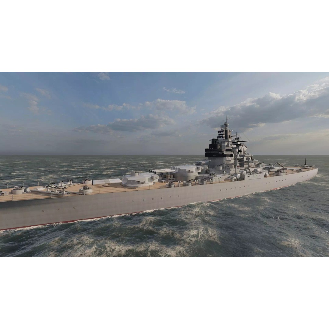 French Navy Battleship 3D Model – Detailed Military Vessel, Lumion Ready - View 11