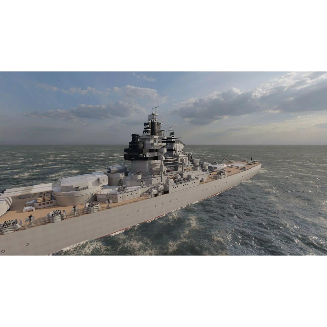 French Navy Battleship 3D Model – Detailed Military Vessel, Lumion Ready - View 12