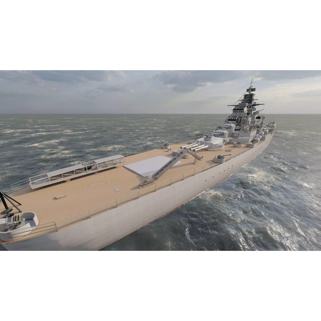 French Navy Battleship 3D Model – Detailed Military Vessel, Lumion Ready - View 16