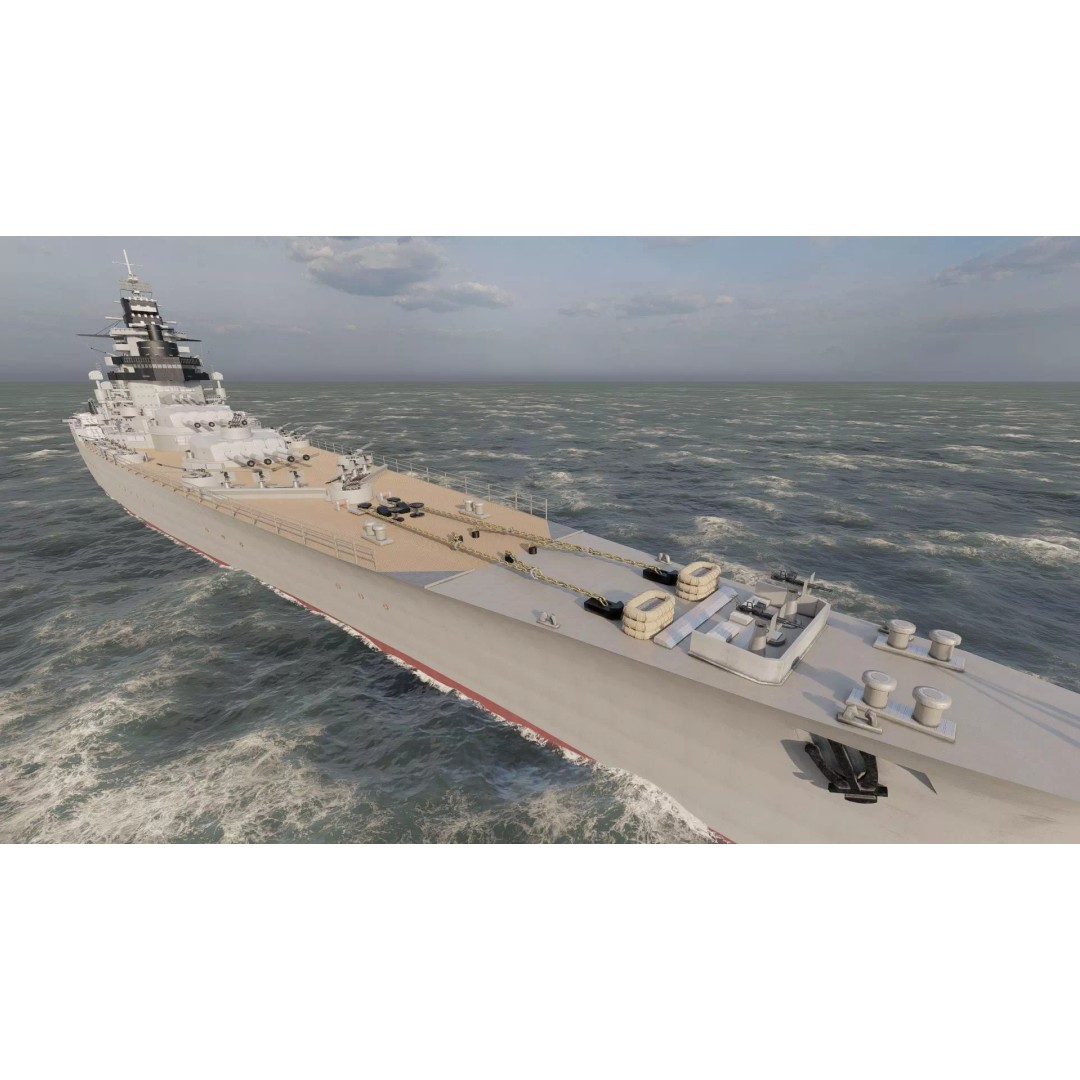French Navy Battleship 3D Model – Detailed Military Vessel, Lumion Ready - View 22