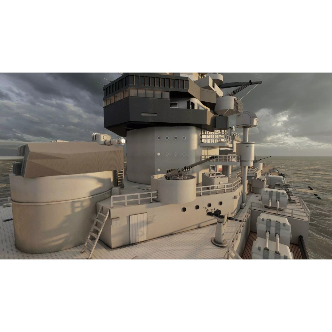 French Navy Battleship 3D Model – Detailed Military Vessel, Lumion Ready - View 29