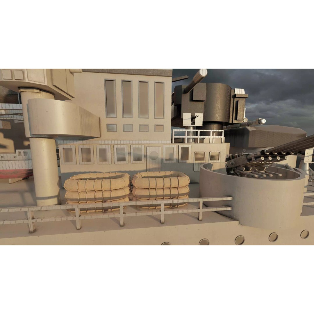 French Navy Battleship 3D Model – Detailed Military Vessel, Lumion Ready - View 34