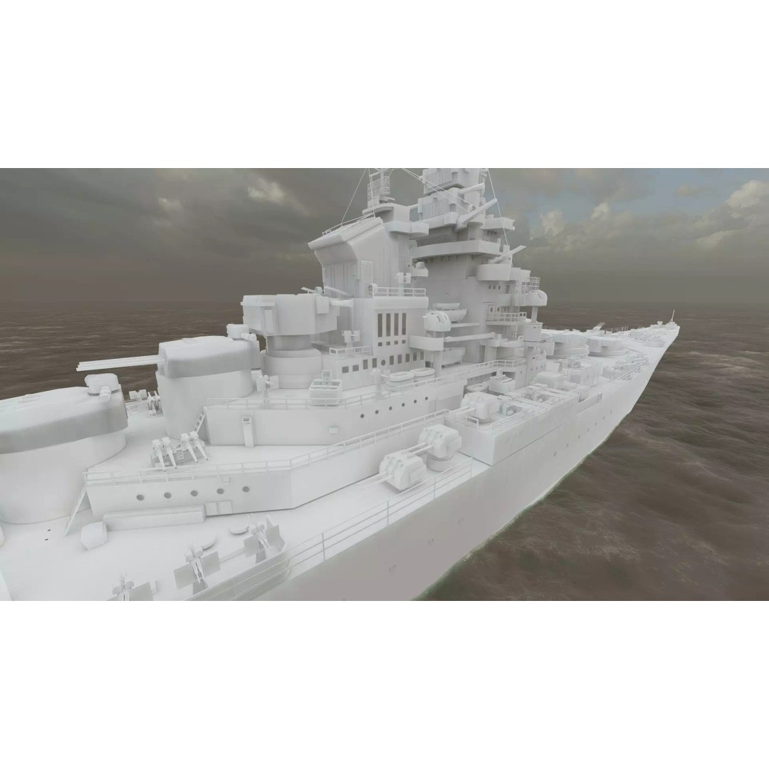French Navy Battleship 3D Model – Detailed Military Vessel, Lumion Ready - View 45