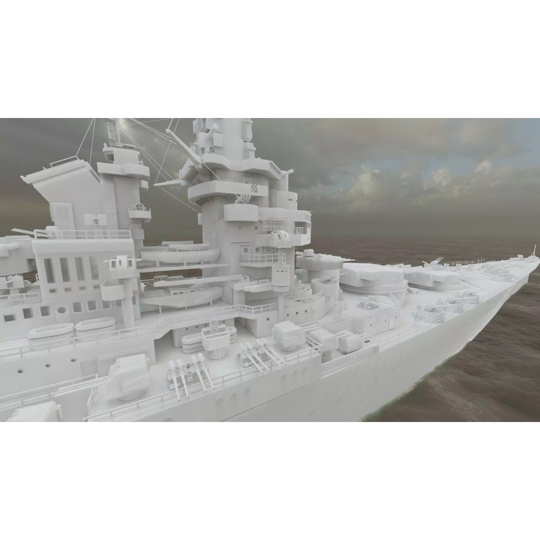 French Navy Battleship 3D Model – Detailed Military Vessel, Lumion Ready - View 46