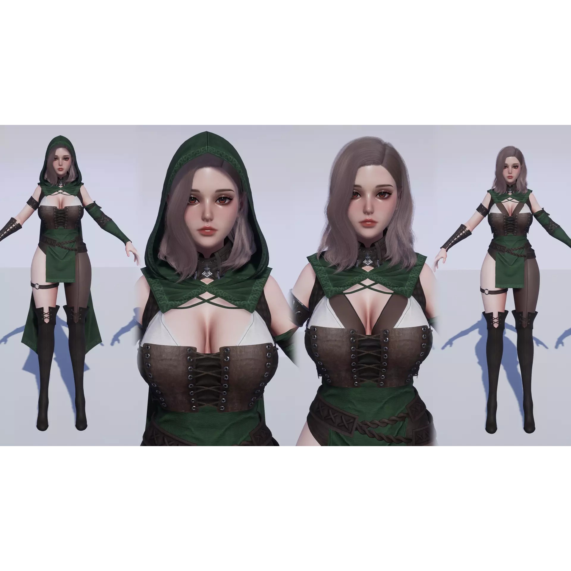 Archer Girl Sena - Low-Poly Game-Ready 3D Model - View 14
