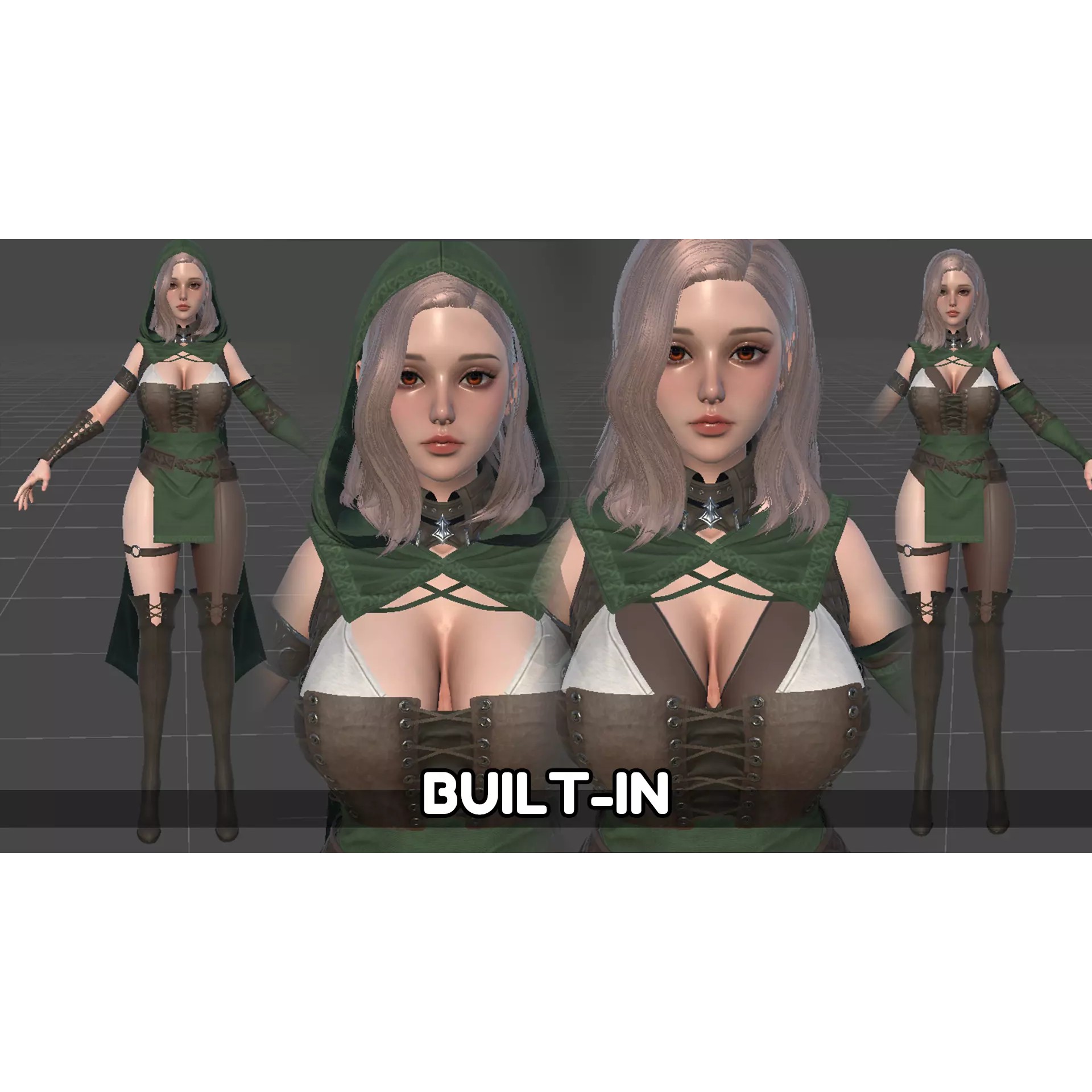 Archer Girl Sena - Low-Poly Game-Ready 3D Model - View 17