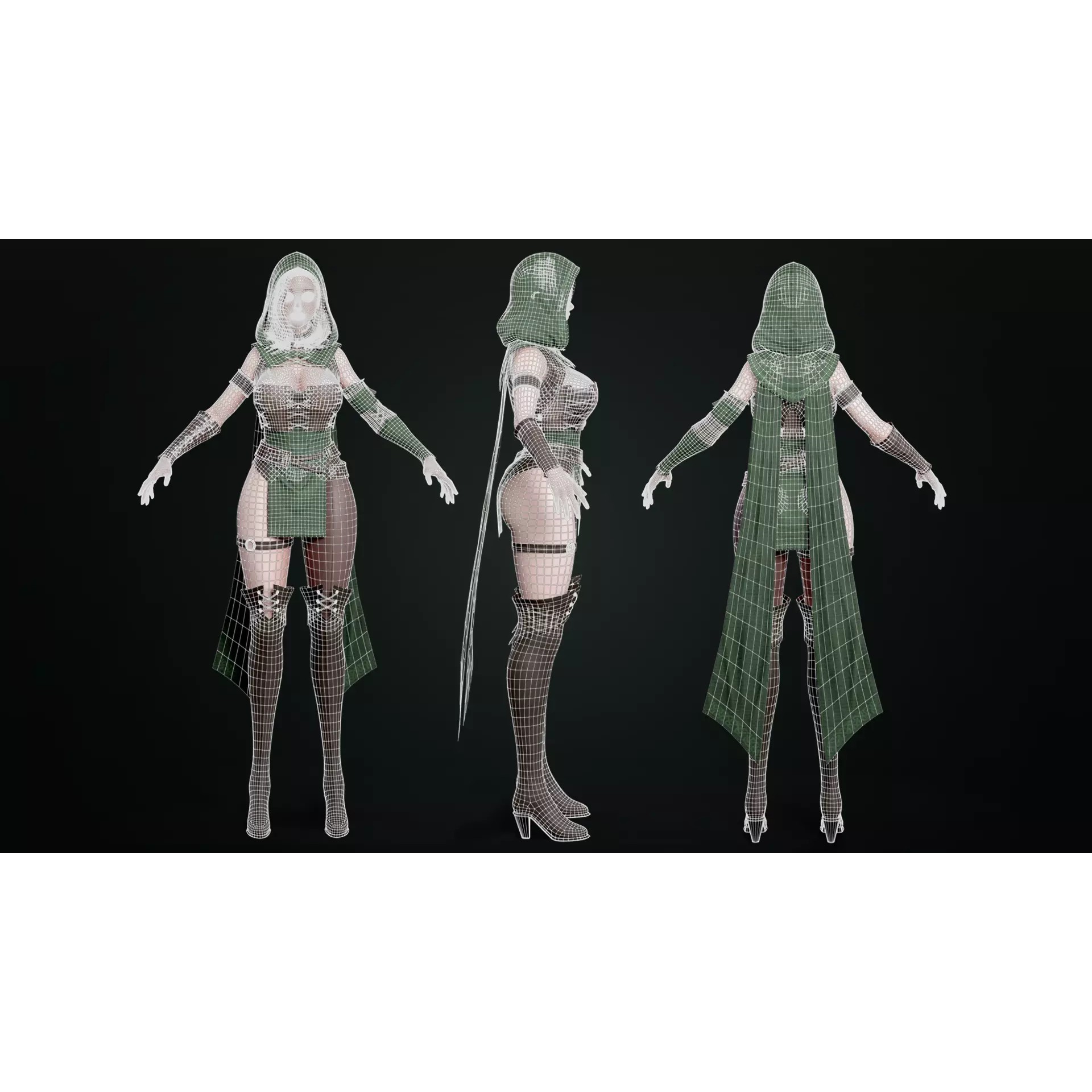 Archer Girl Sena - Low-Poly Game-Ready 3D Model - View 6