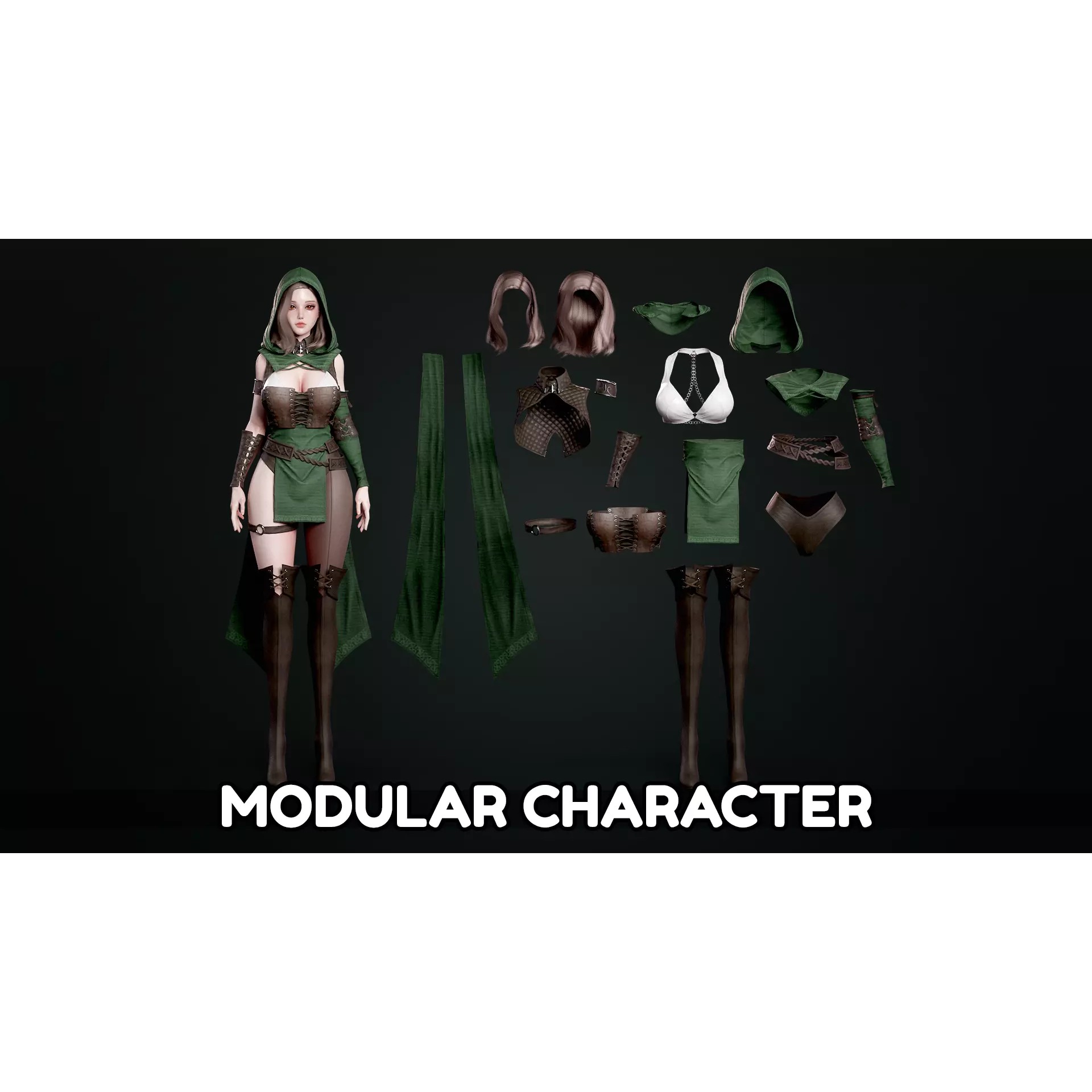 Archer Girl Sena - Low-Poly Game-Ready 3D Model - View 7