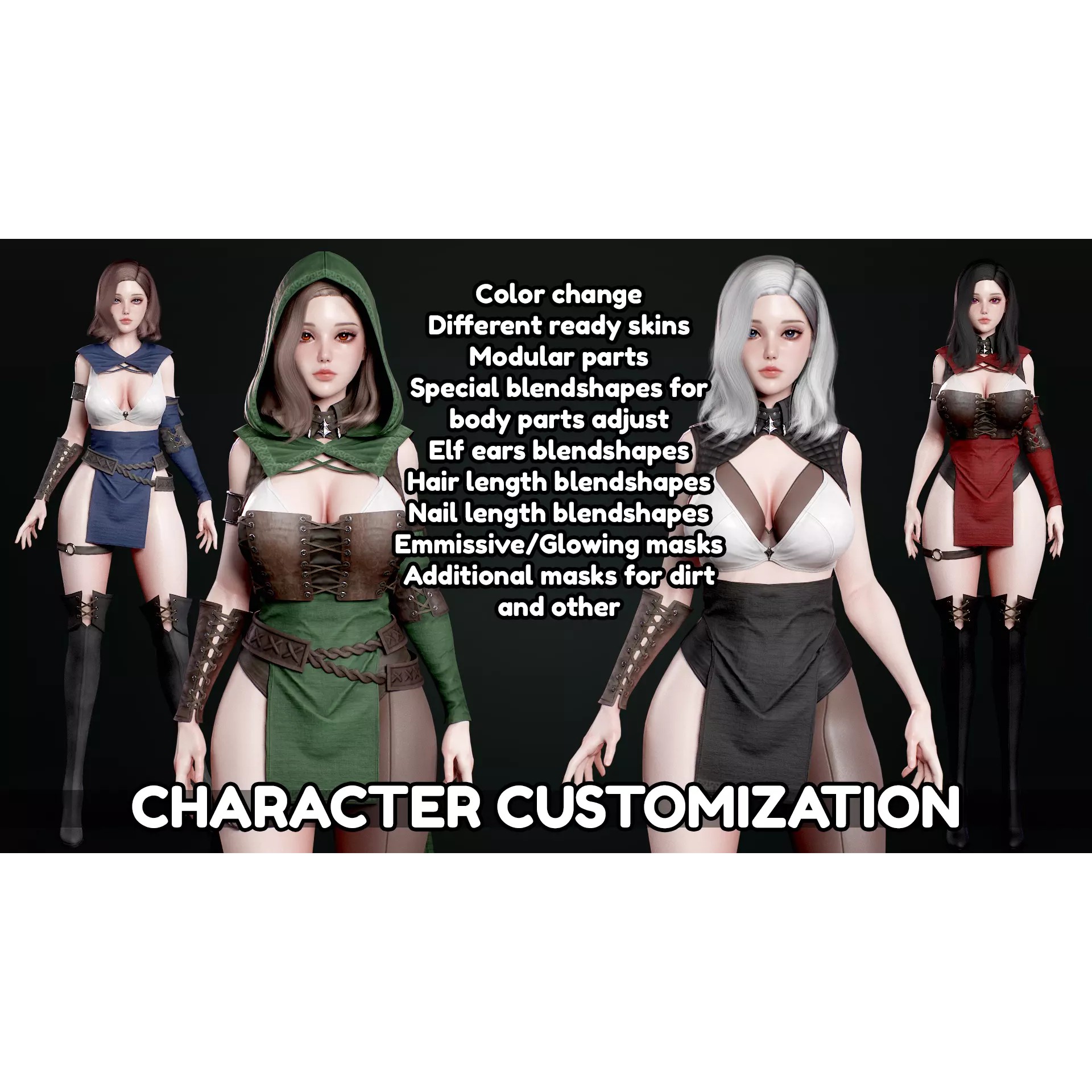 Archer Girl Sena - Low-Poly Game-Ready 3D Model - View 8