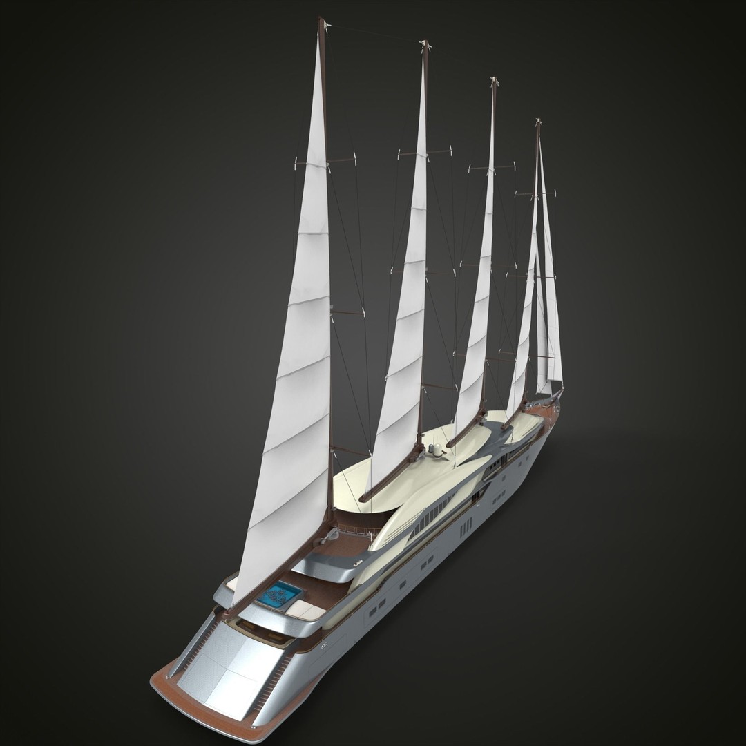 Sailing Yacht 3D Model – High Poly Realistic Vessel, FBX, OBJ
