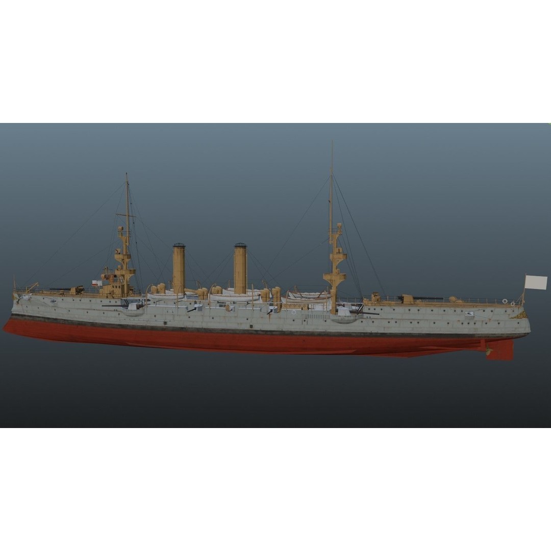 BattleShip 3D Model – Low Poly Military Watercraft, FBX, OBJ - View 13
