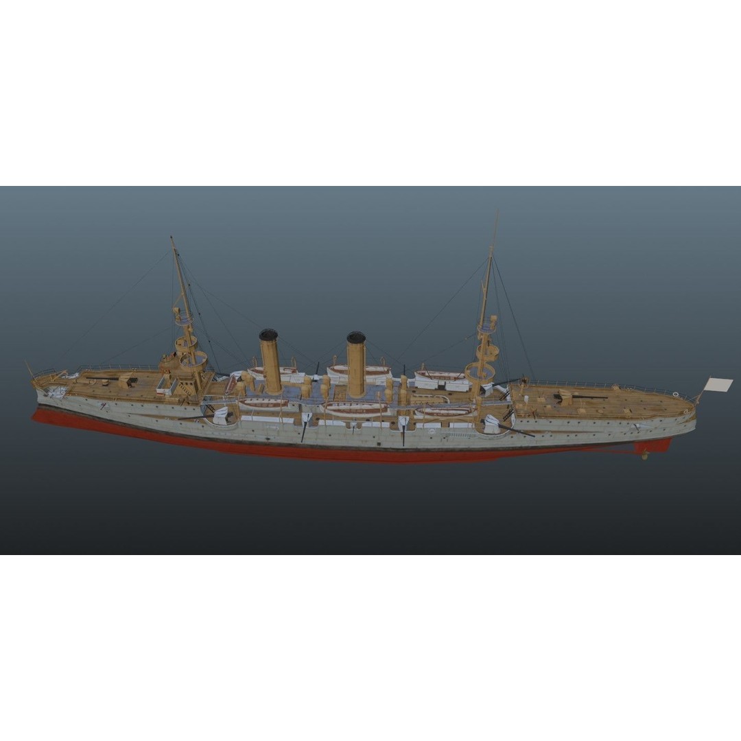 BattleShip 3D Model – Low Poly Military Watercraft, FBX, OBJ - View 19