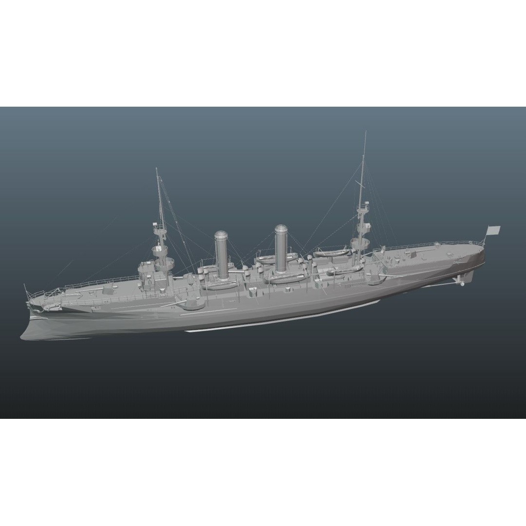 BattleShip 3D Model – Low Poly Military Watercraft, FBX, OBJ - View 21