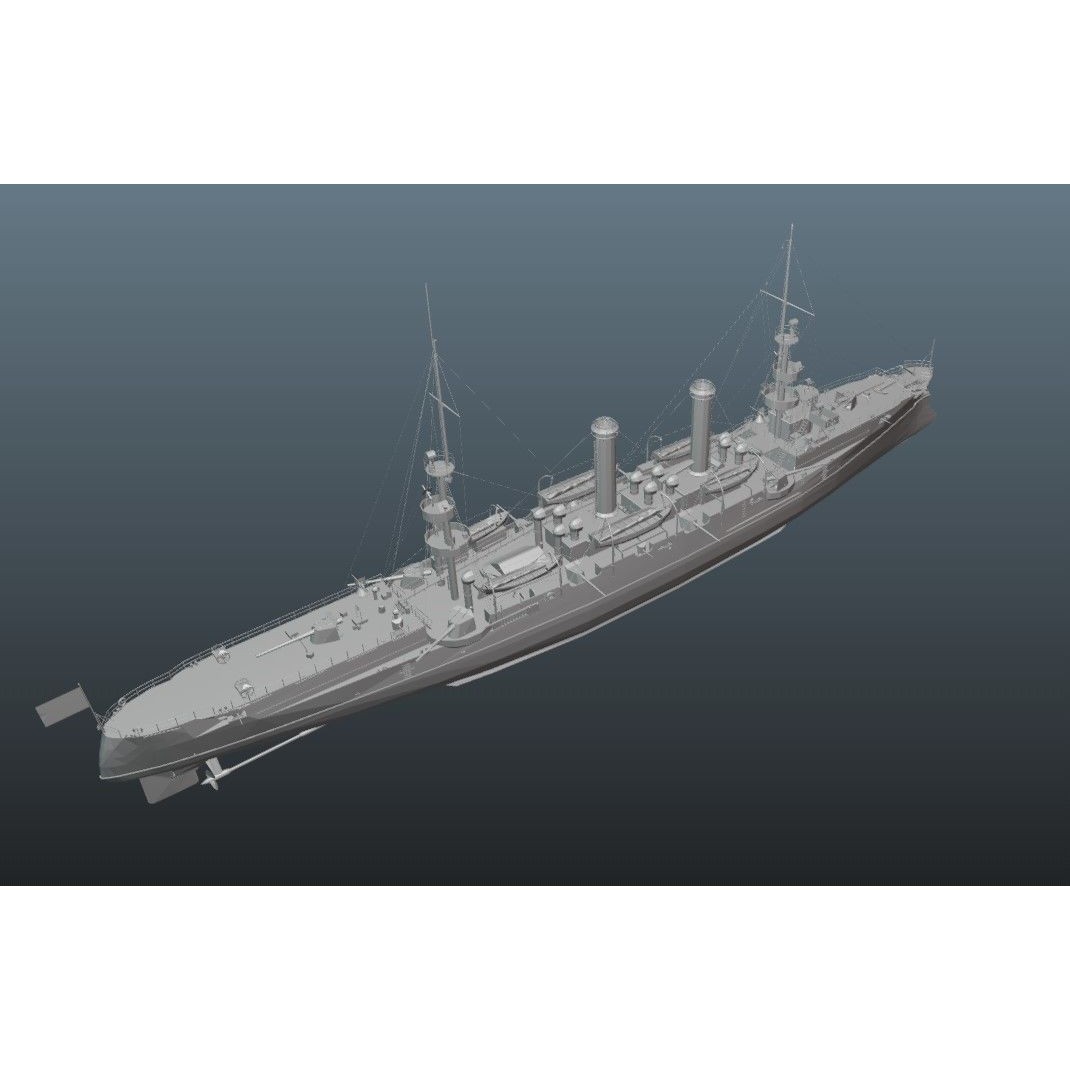 BattleShip 3D Model – Low Poly Military Watercraft, FBX, OBJ - View 24