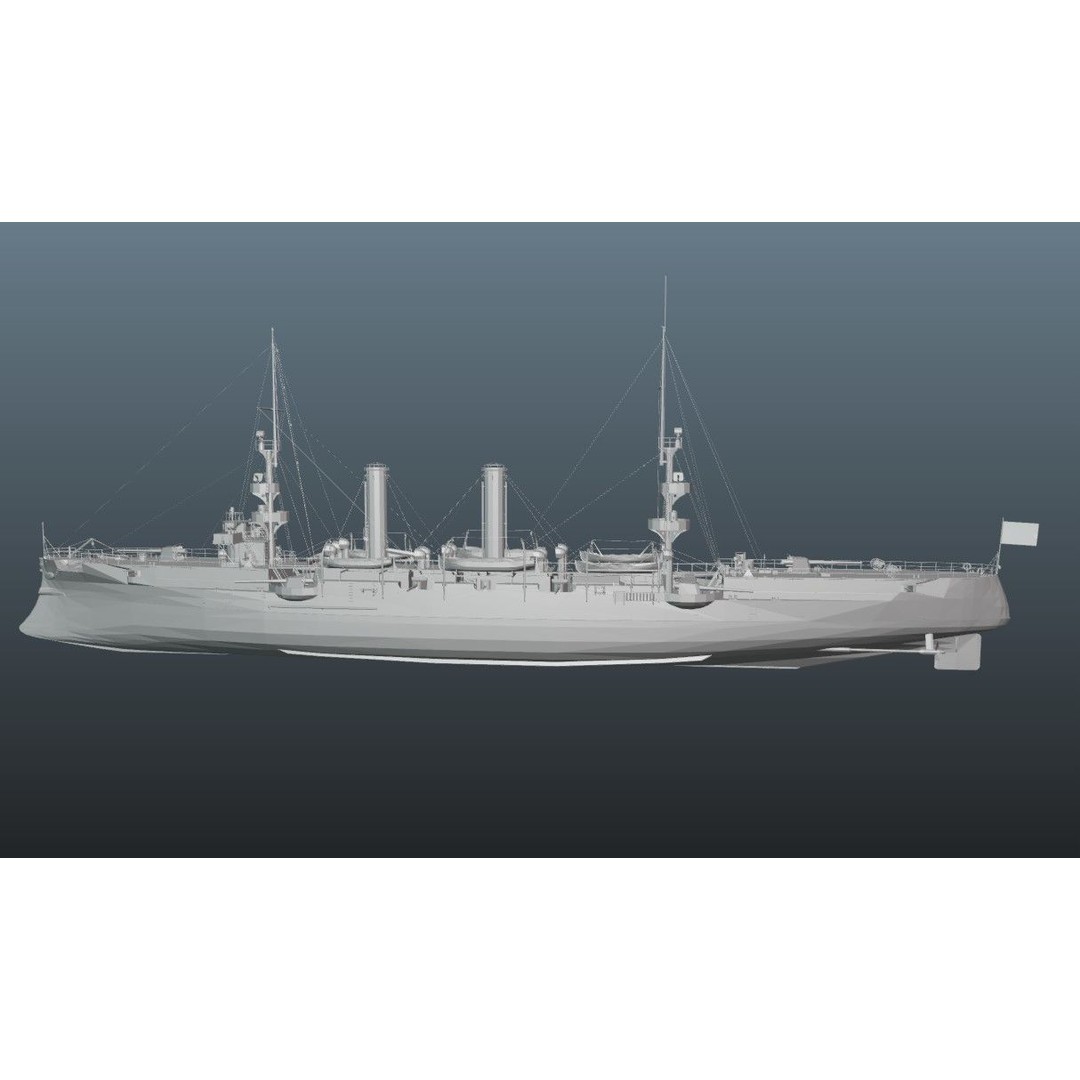 BattleShip 3D Model – Low Poly Military Watercraft, FBX, OBJ - View 7