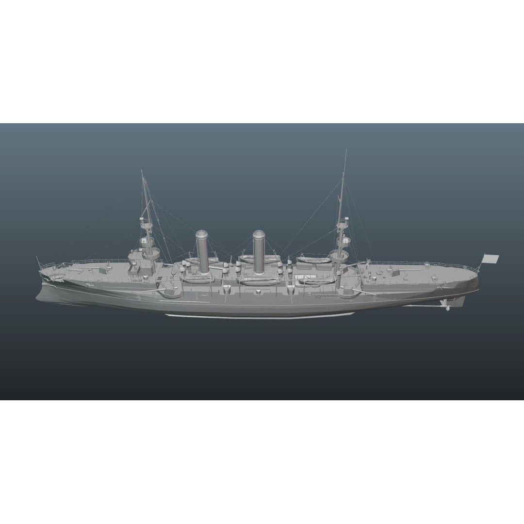 BattleShip 3D Model – Low Poly Military Watercraft, FBX, OBJ - View 8