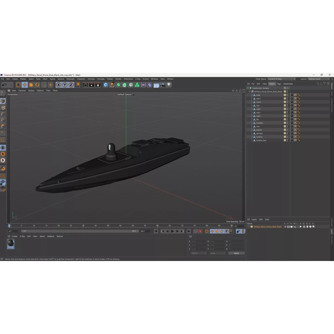 Military Naval Drone Boat 3D Model – PBR Unmanned Vessel, FBX