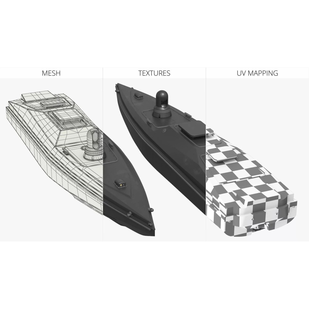Military Naval Drone Boat 3D Model – PBR Unmanned Vessel, FBX - View 13