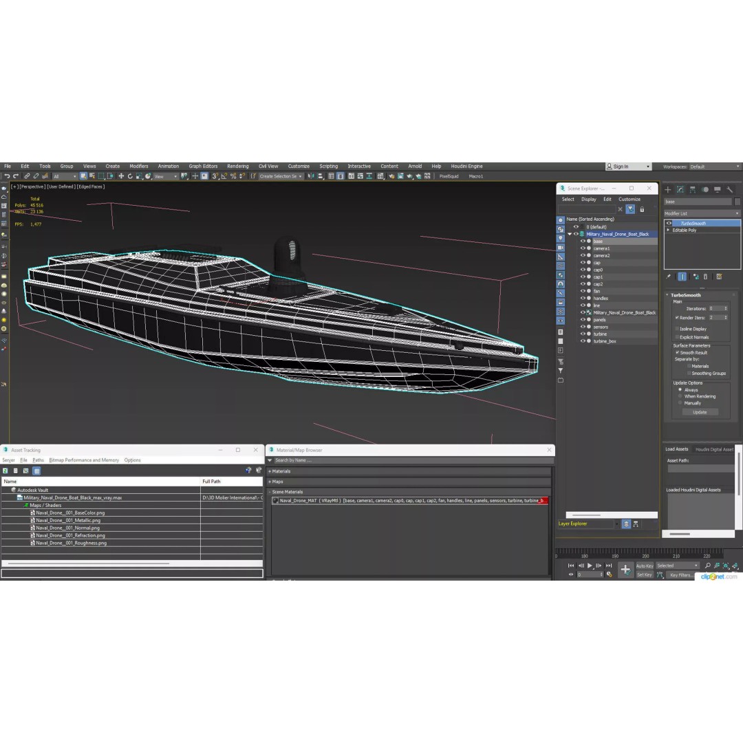 Military Naval Drone Boat 3D Model – PBR Unmanned Vessel, FBX - View 23