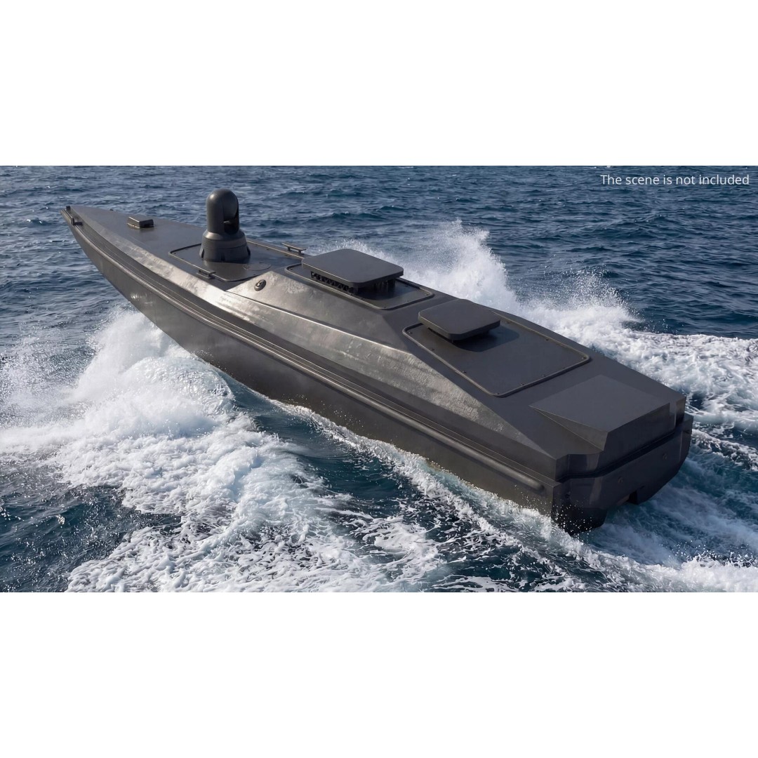 Military Naval Drone Boat 3D Model – PBR Unmanned Vessel, FBX - View 3