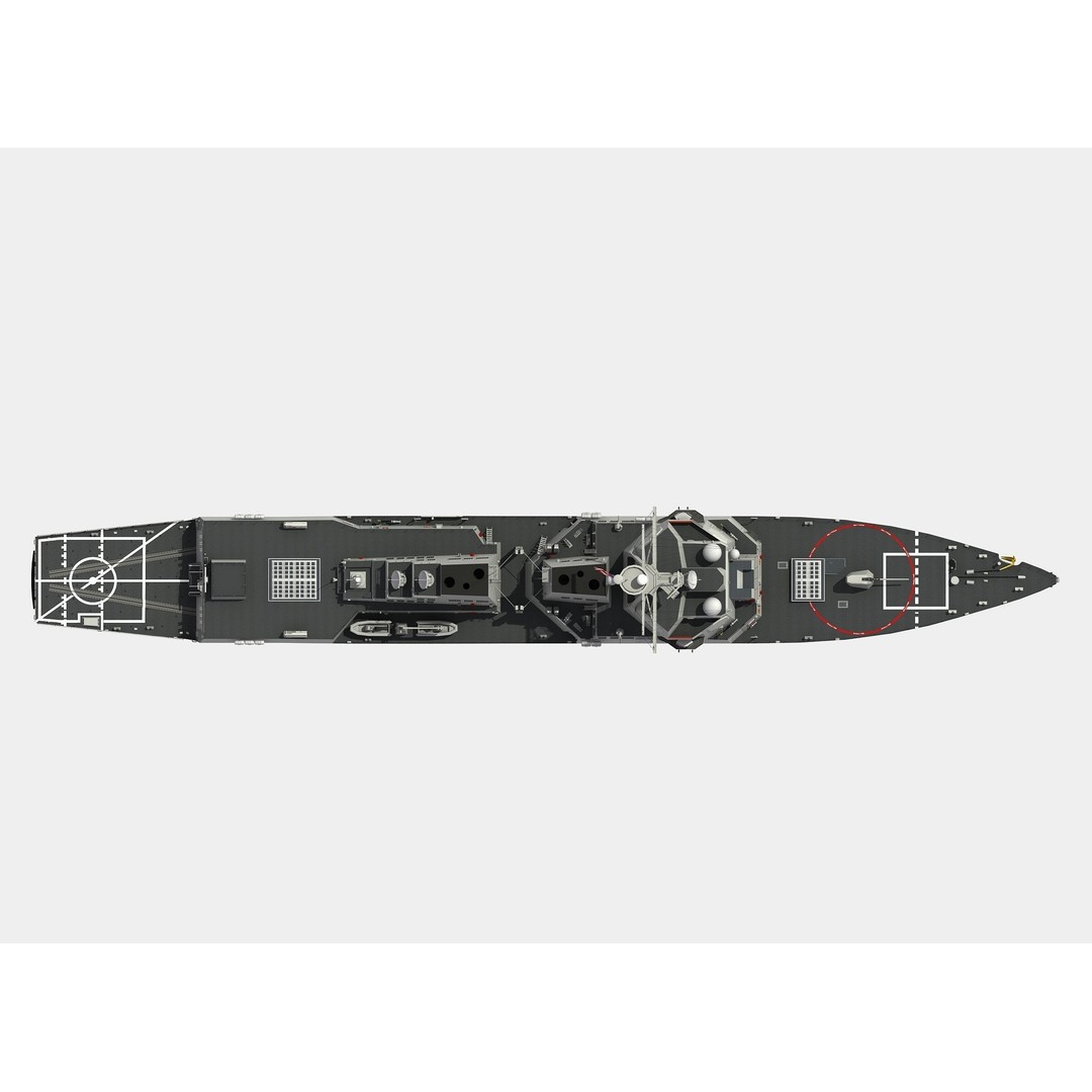 USS Spruance 3D Model – Detailed Military Watercraft, FBX & OBJ - View 10