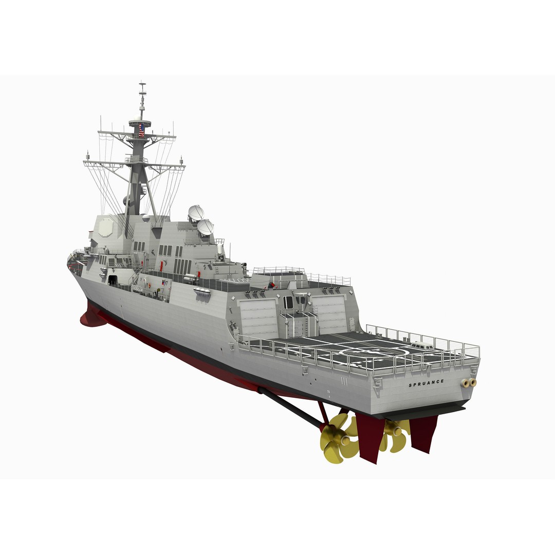 USS Spruance 3D Model – Detailed Military Watercraft, FBX & OBJ - View 20