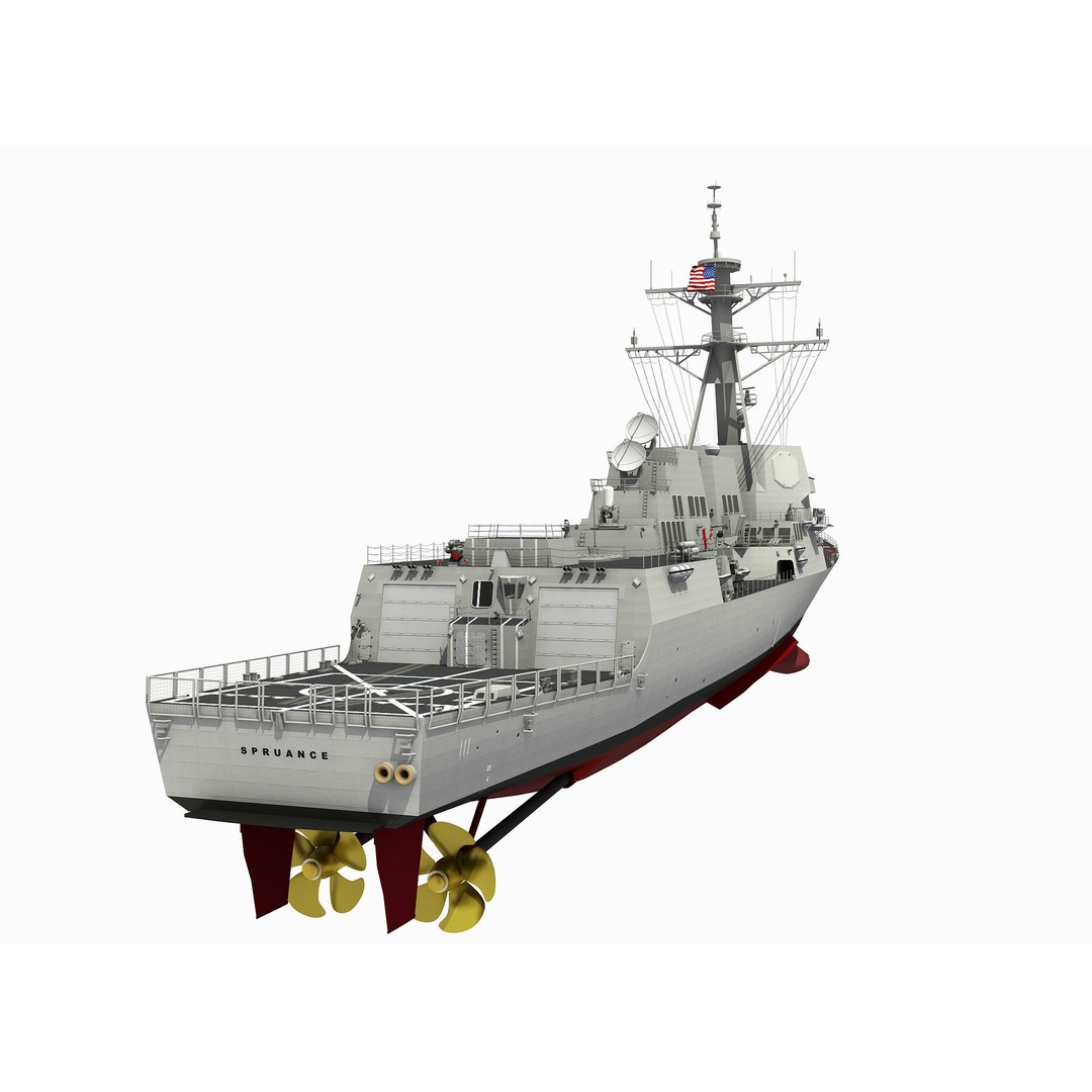 USS Spruance 3D Model – Detailed Military Watercraft, FBX & OBJ - View 21