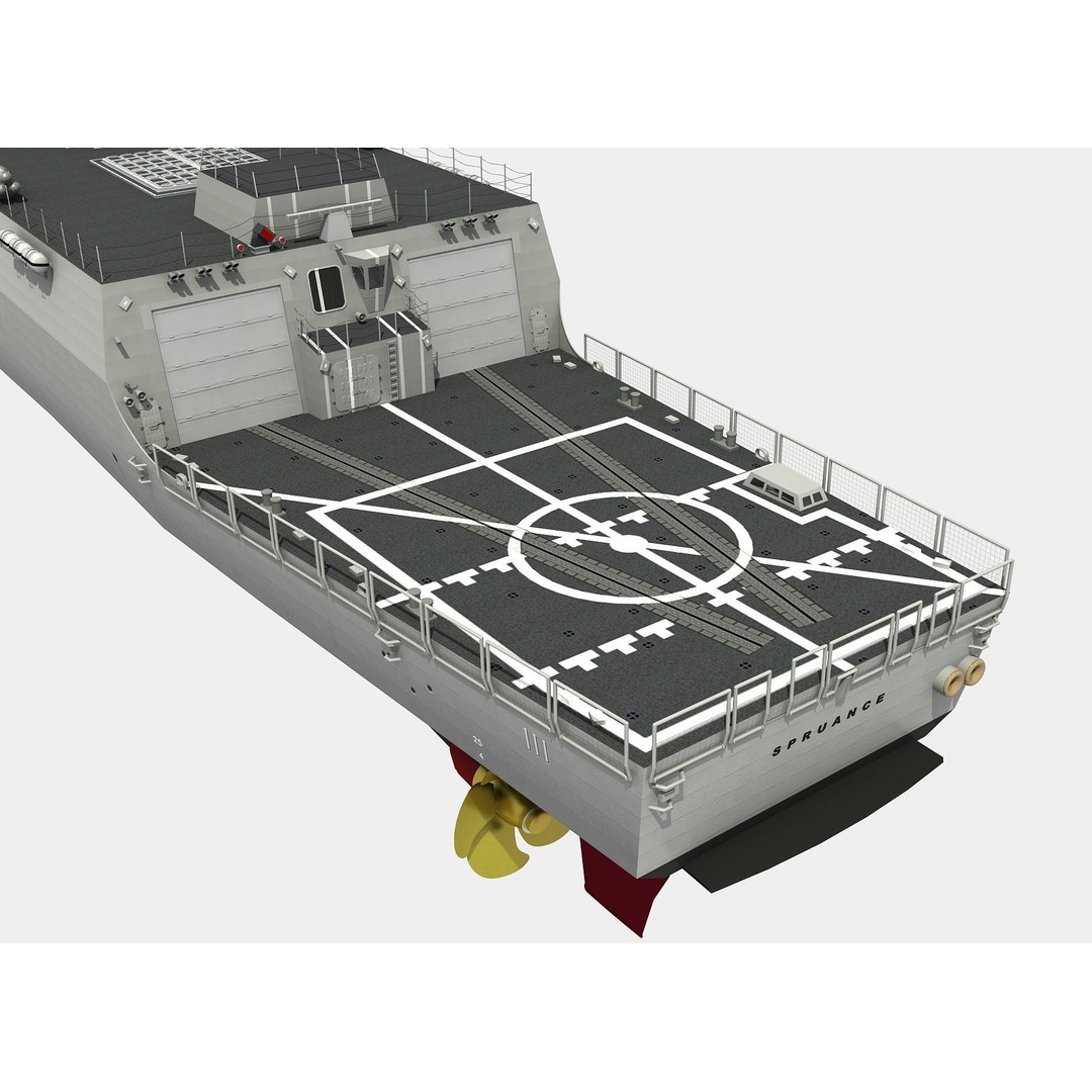 USS Spruance 3D Model – Detailed Military Watercraft, FBX & OBJ - View 22
