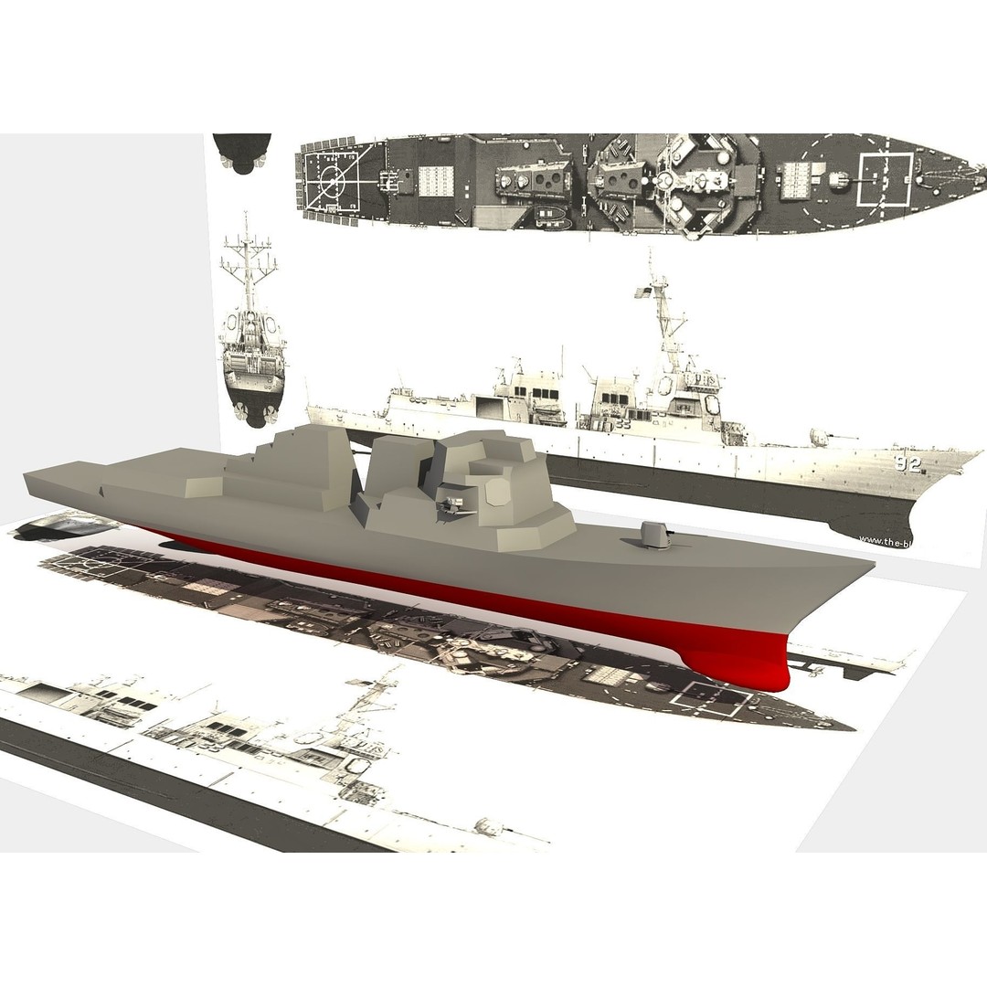 USS Spruance 3D Model – Detailed Military Watercraft, FBX & OBJ - View 31