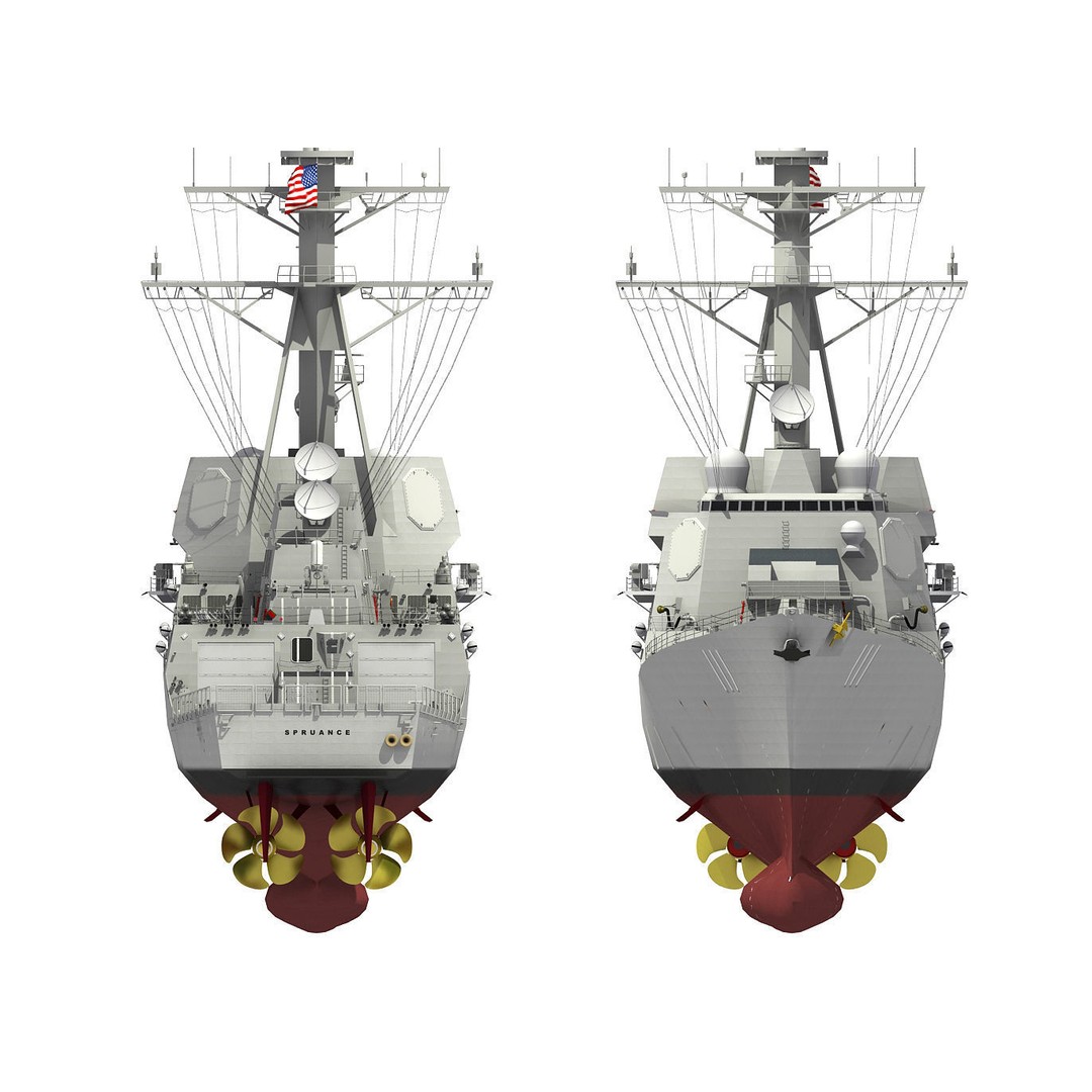 USS Spruance 3D Model – Detailed Military Watercraft, FBX & OBJ - View 34