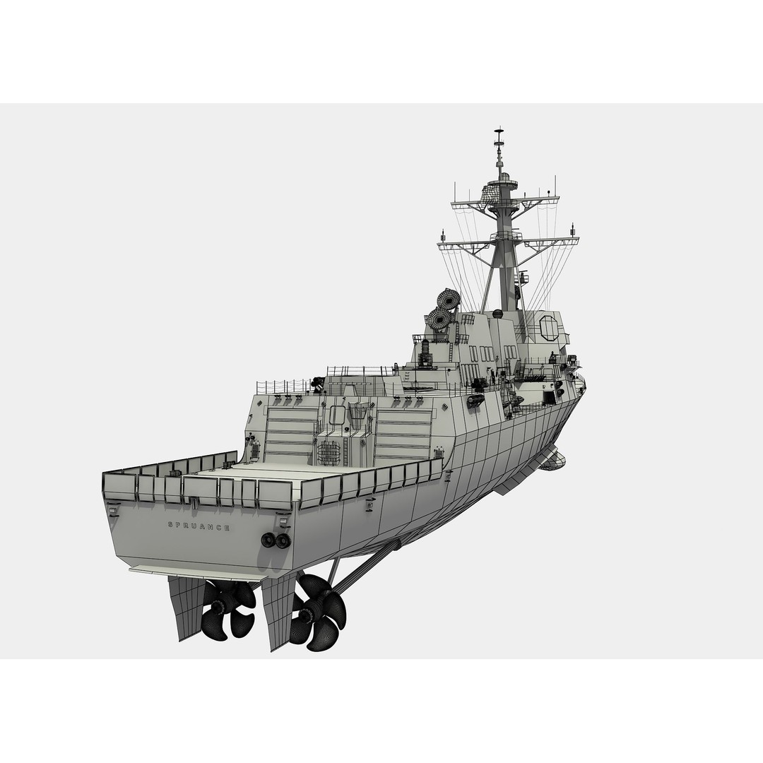 USS Spruance 3D Model – Detailed Military Watercraft, FBX & OBJ - View 8