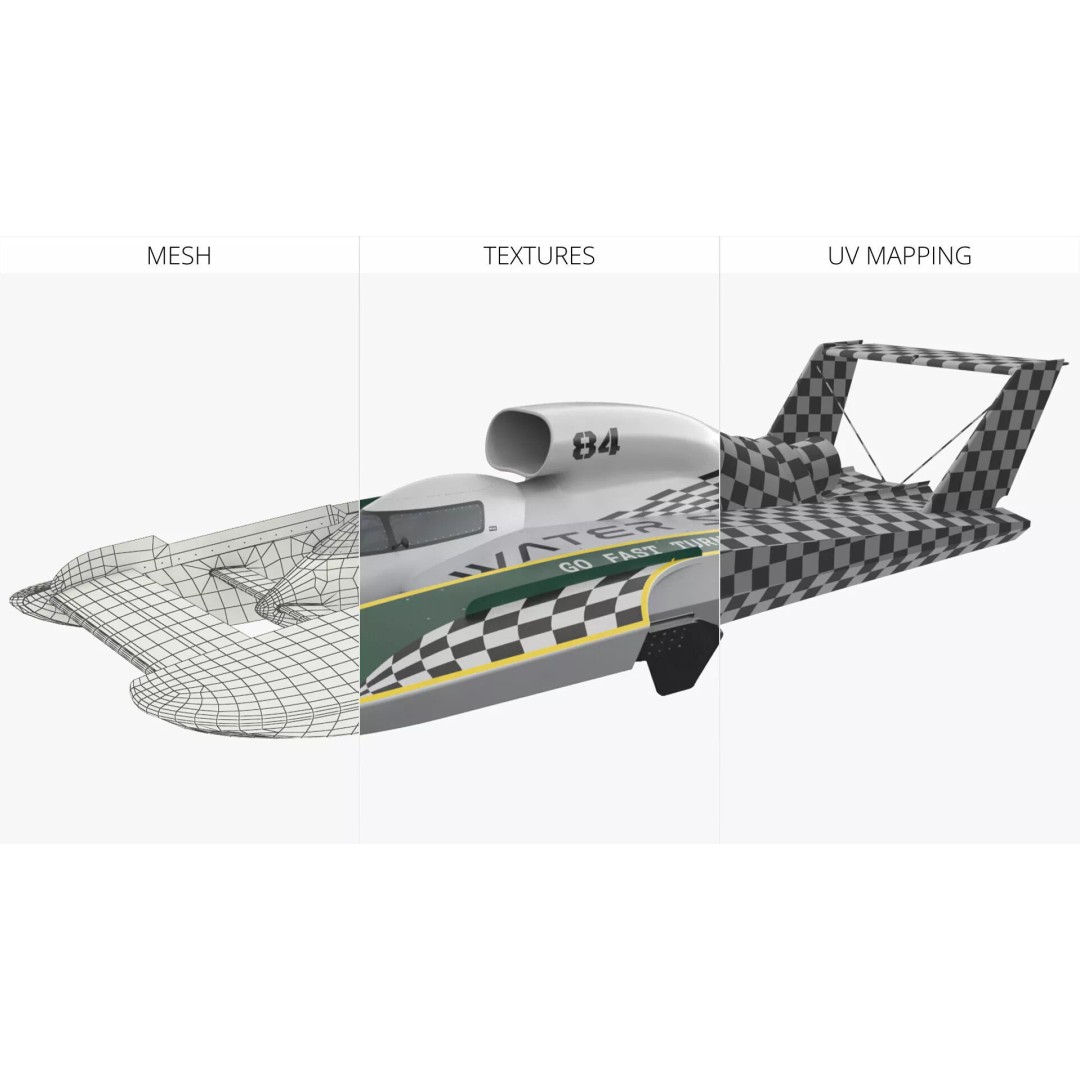 Aerodynamic Speed Hydroplane 3D Model – High-Quality Racing Watercraft, FBX - View 13