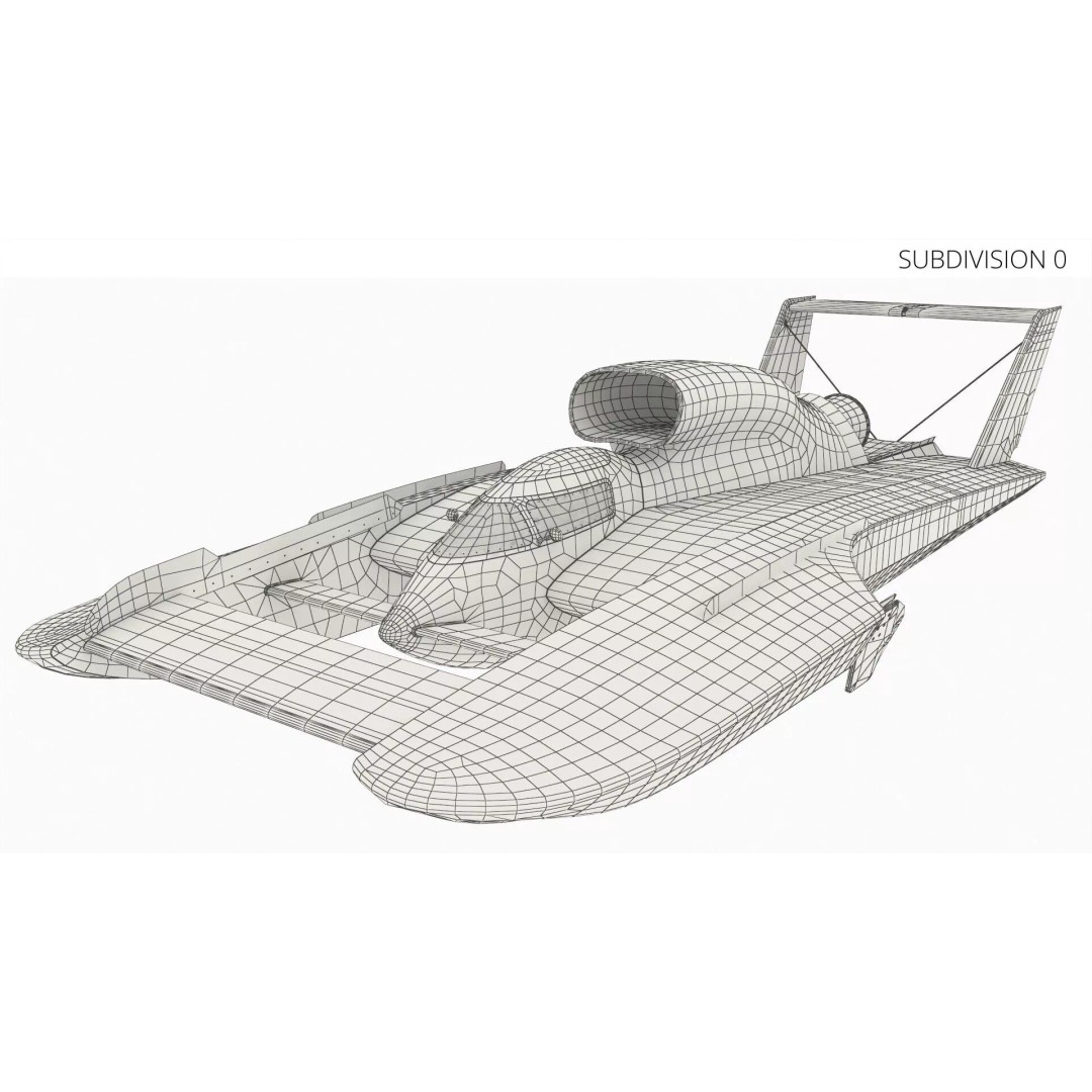 Aerodynamic Speed Hydroplane 3D Model – High-Quality Racing Watercraft, FBX - View 14