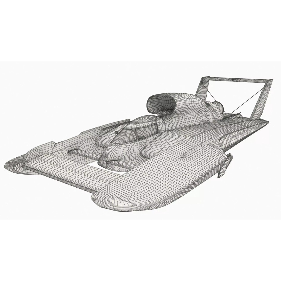 Aerodynamic Speed Hydroplane 3D Model – High-Quality Racing Watercraft, FBX - View 15