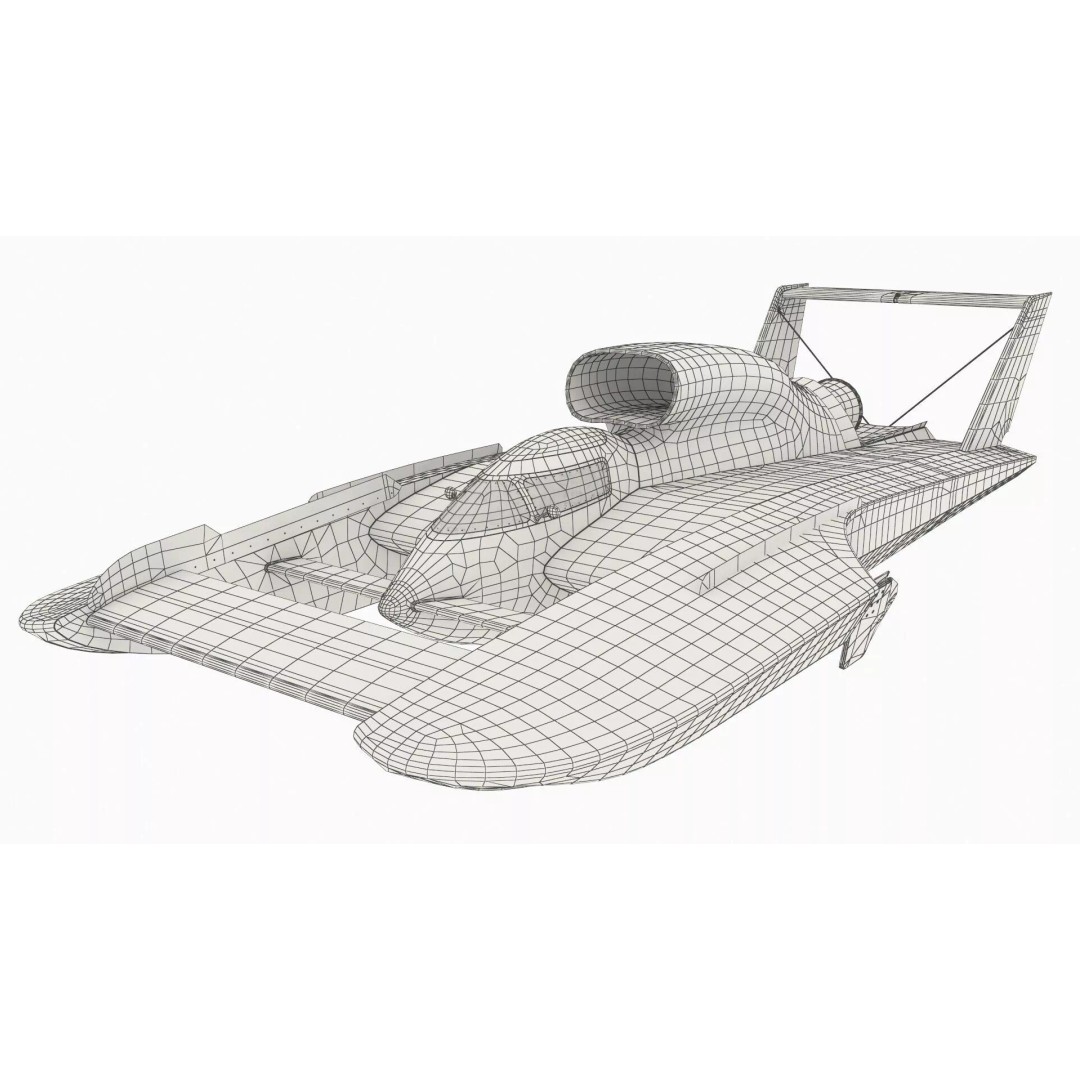 Aerodynamic Speed Hydroplane 3D Model – High-Quality Racing Watercraft, FBX - View 16