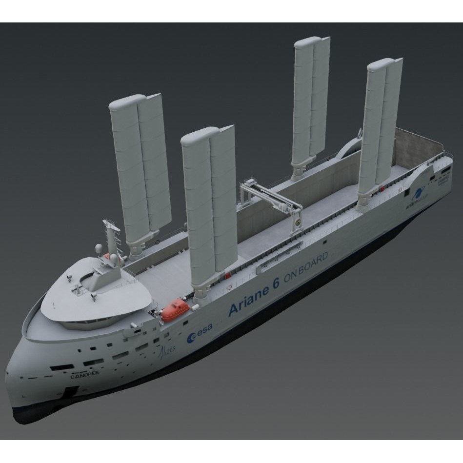 Wind Powered Ro-Ro Vessel 3D Model – Low Poly Industrial Ship, FBX