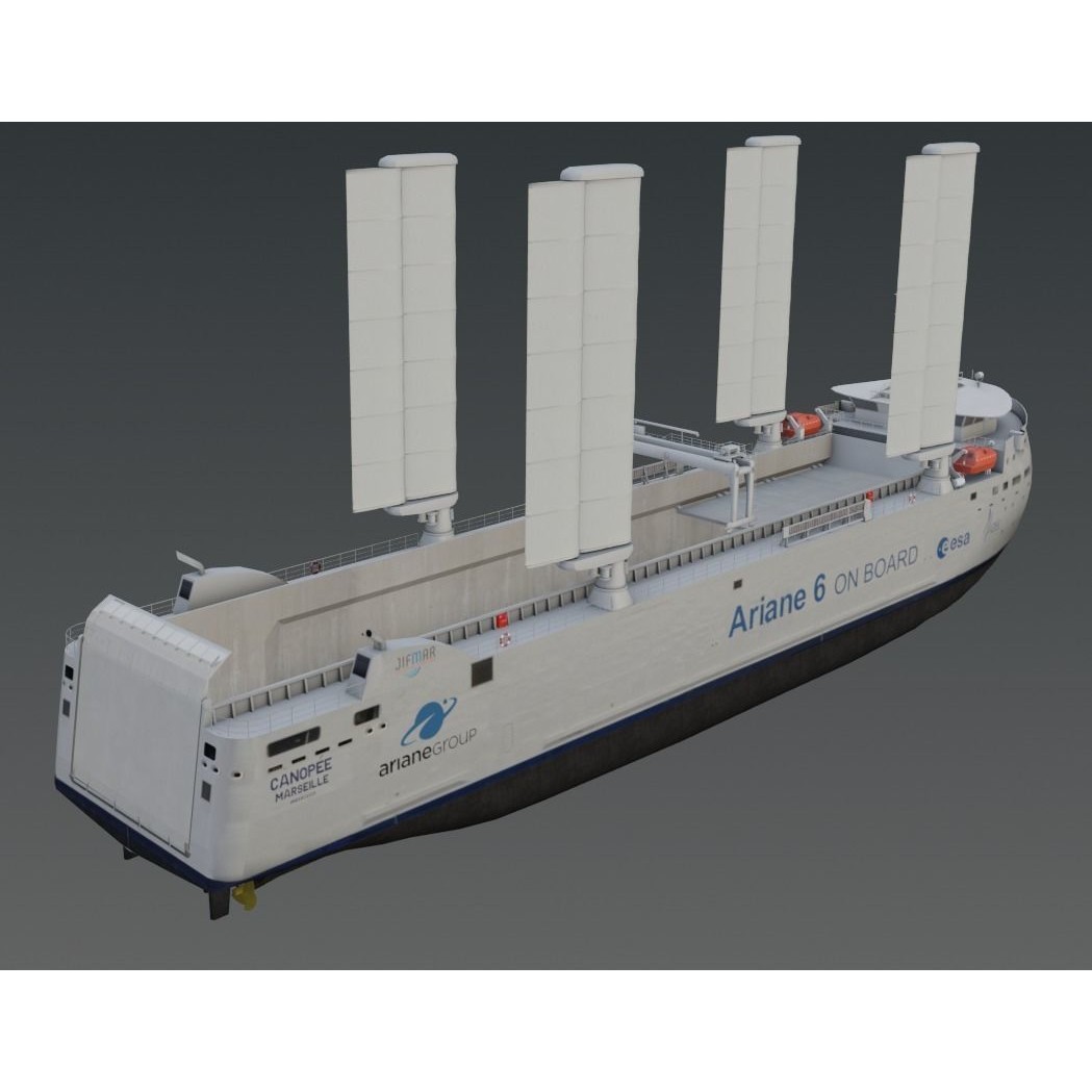 Wind Powered Ro-Ro Vessel 3D Model – Low Poly Industrial Ship, FBX - View 11