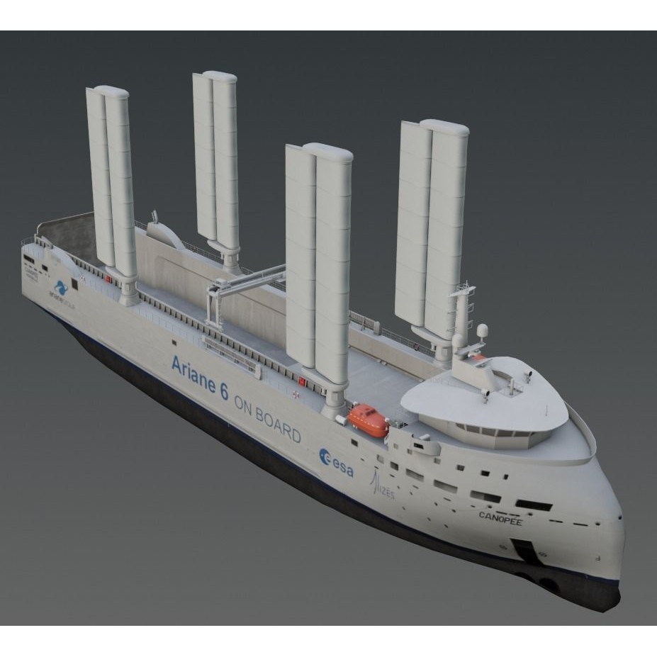 Wind Powered Ro-Ro Vessel 3D Model – Low Poly Industrial Ship, FBX - View 12