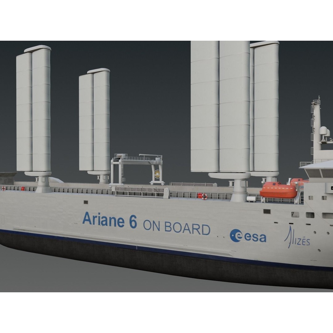 Wind Powered Ro-Ro Vessel 3D Model – Low Poly Industrial Ship, FBX - View 13