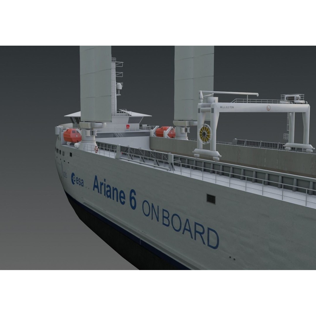 Wind Powered Ro-Ro Vessel 3D Model – Low Poly Industrial Ship, FBX - View 14