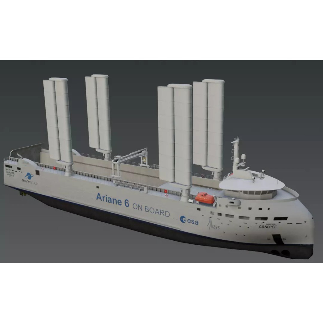 Wind Powered Ro-Ro Vessel 3D Model – Low Poly Industrial Ship, FBX - View 2