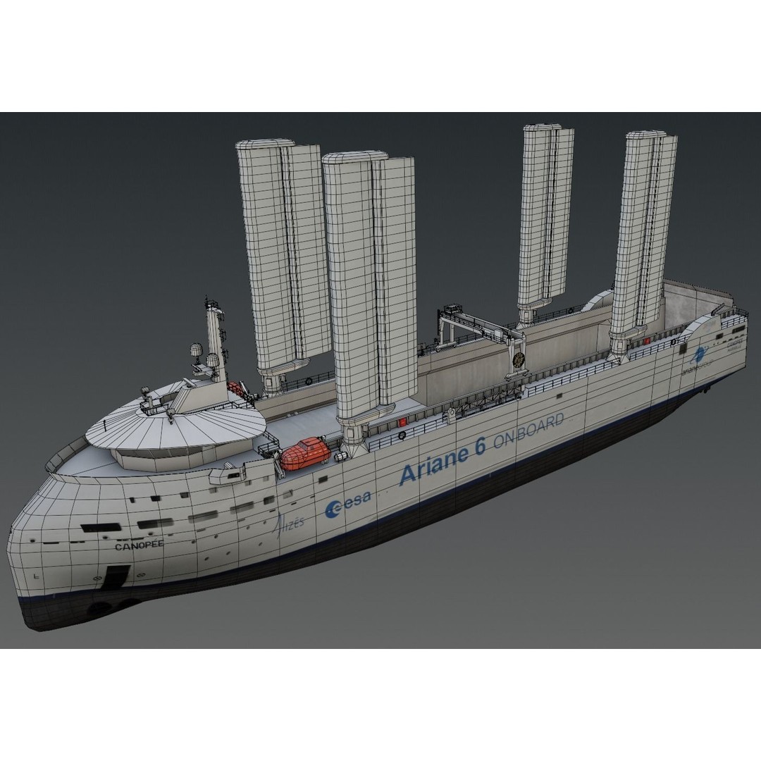Wind Powered Ro-Ro Vessel 3D Model – Low Poly Industrial Ship, FBX - View 3