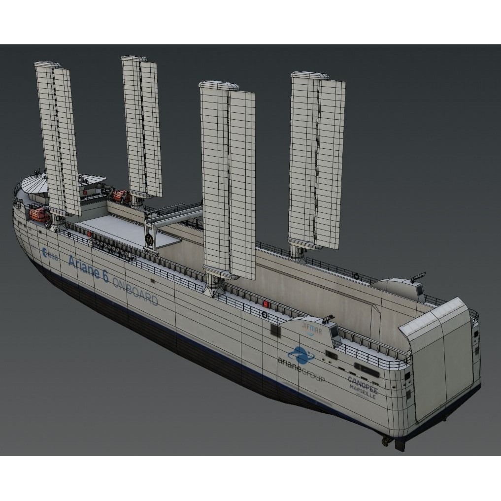 Wind Powered Ro-Ro Vessel 3D Model – Low Poly Industrial Ship, FBX - View 4