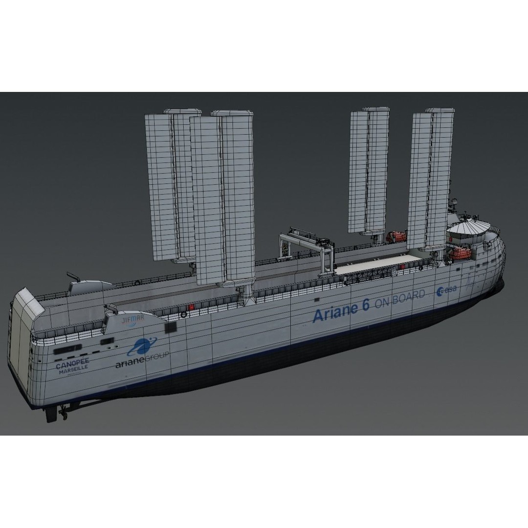 Wind Powered Ro-Ro Vessel 3D Model – Low Poly Industrial Ship, FBX - View 5